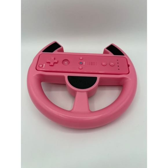 Nintendo Wii Compatible Remote & Racing Wheel Bundle Pink Wiimote Controller - Picture 1 of 4